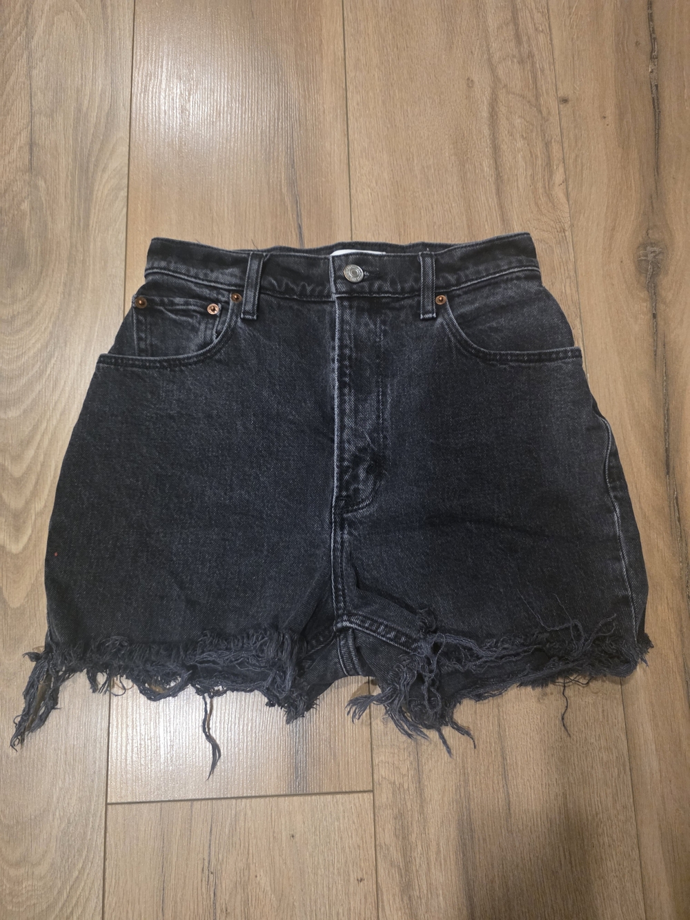A&F Frayed High-Rise Denim Shorts